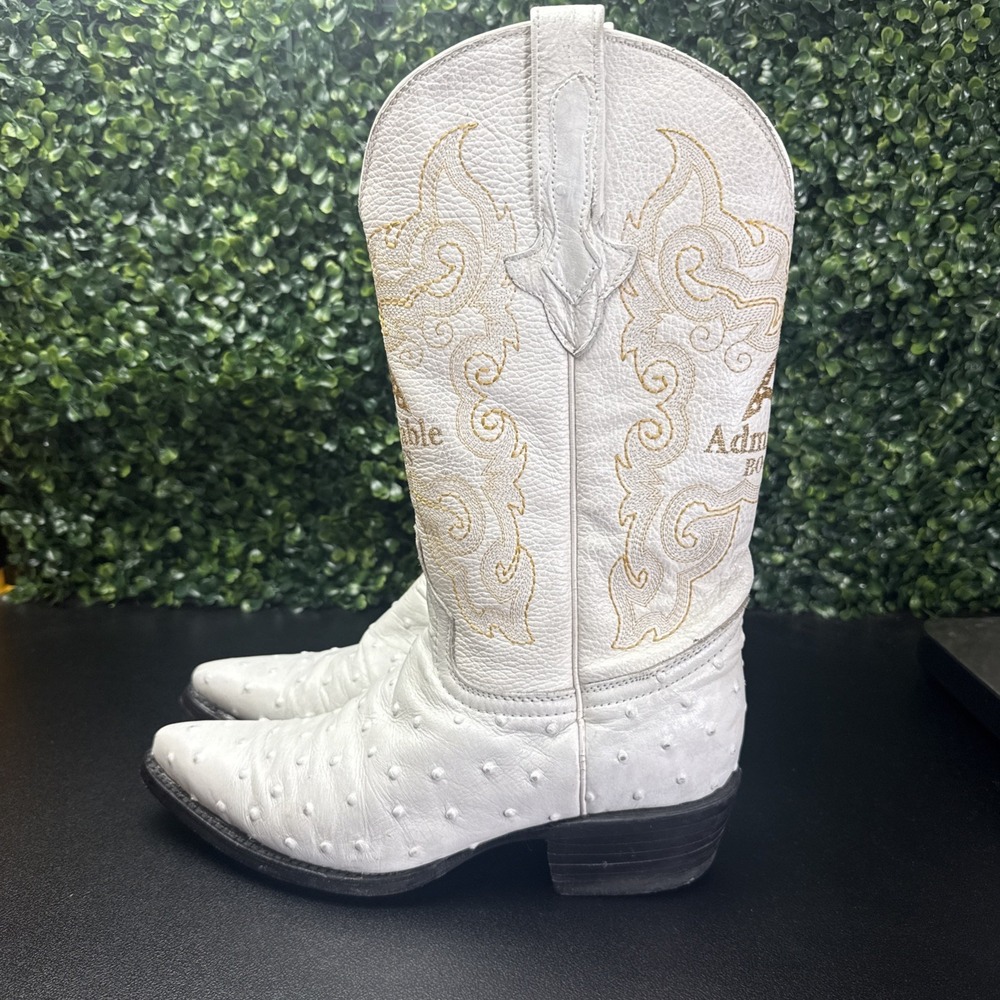 Admiral Boots Womens Size 8 White With Gold Embroidery